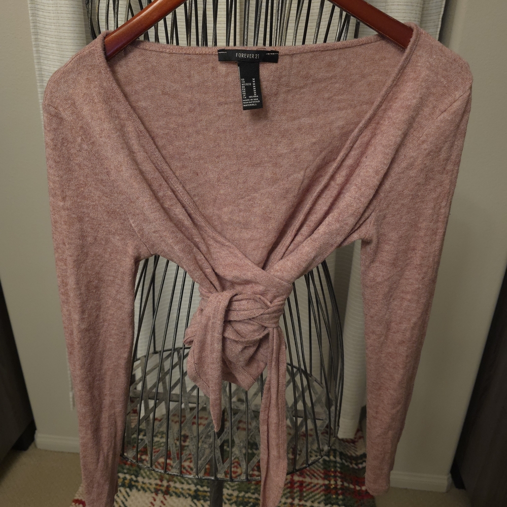 Forever 21 Dusty Rose Tie-Front Blouse